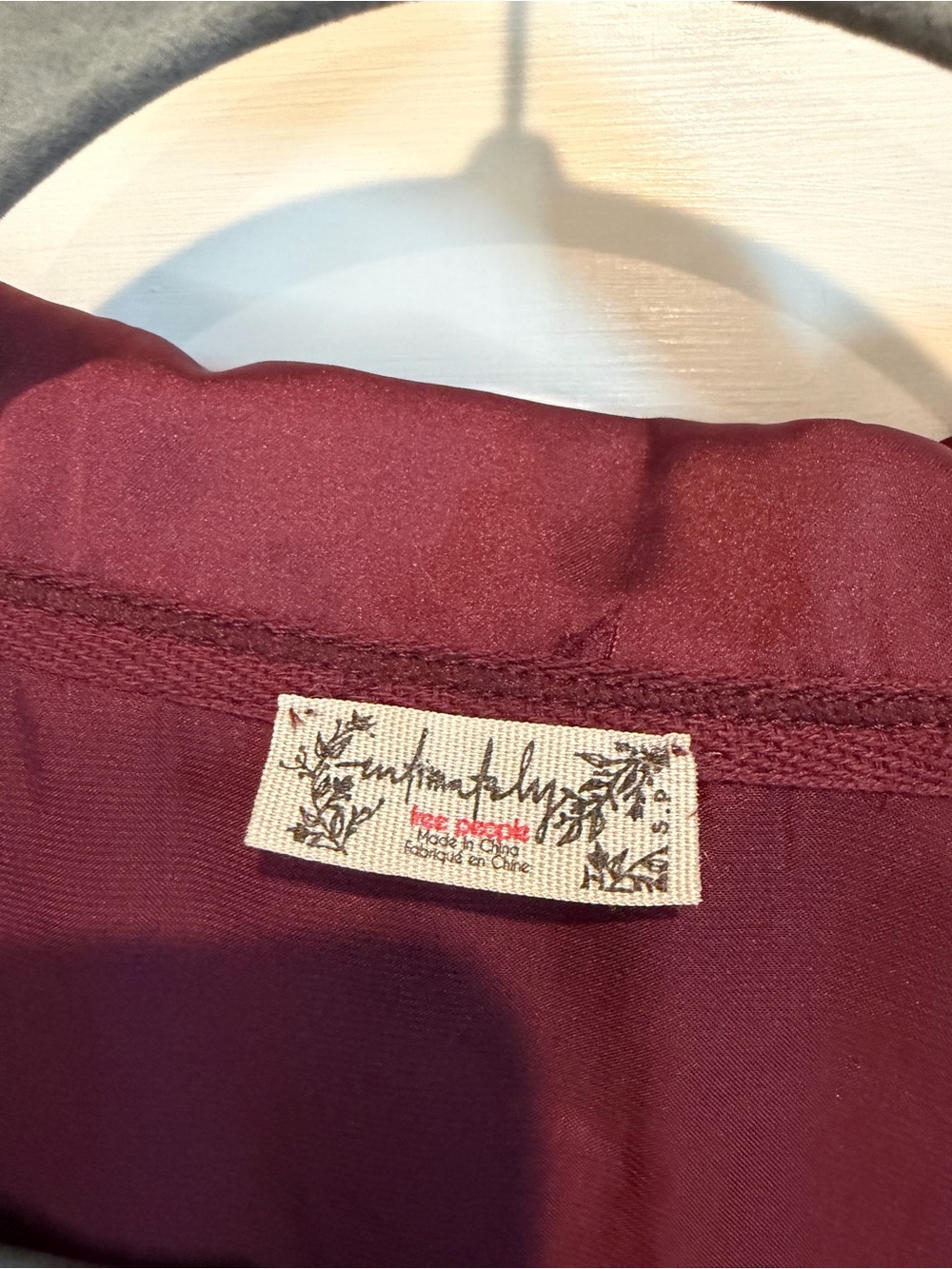 Free People Intimately Silky Maroon Button-Front Top - Picture 3 of 5